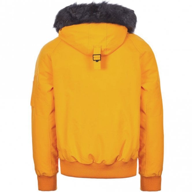 Kenzo Men&#39;s Padded Fur Hooded Parka Jacket Orange