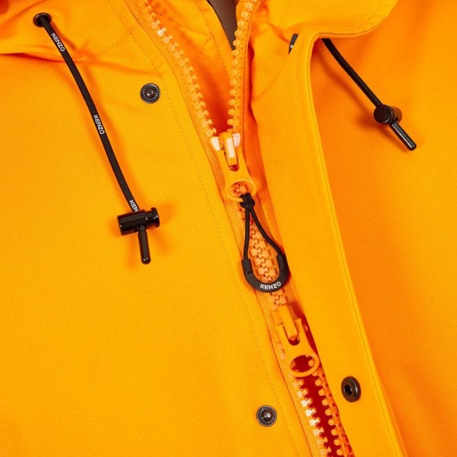Kenzo Men&#39;s Padded Fur Hooded Parka Jacket Orange