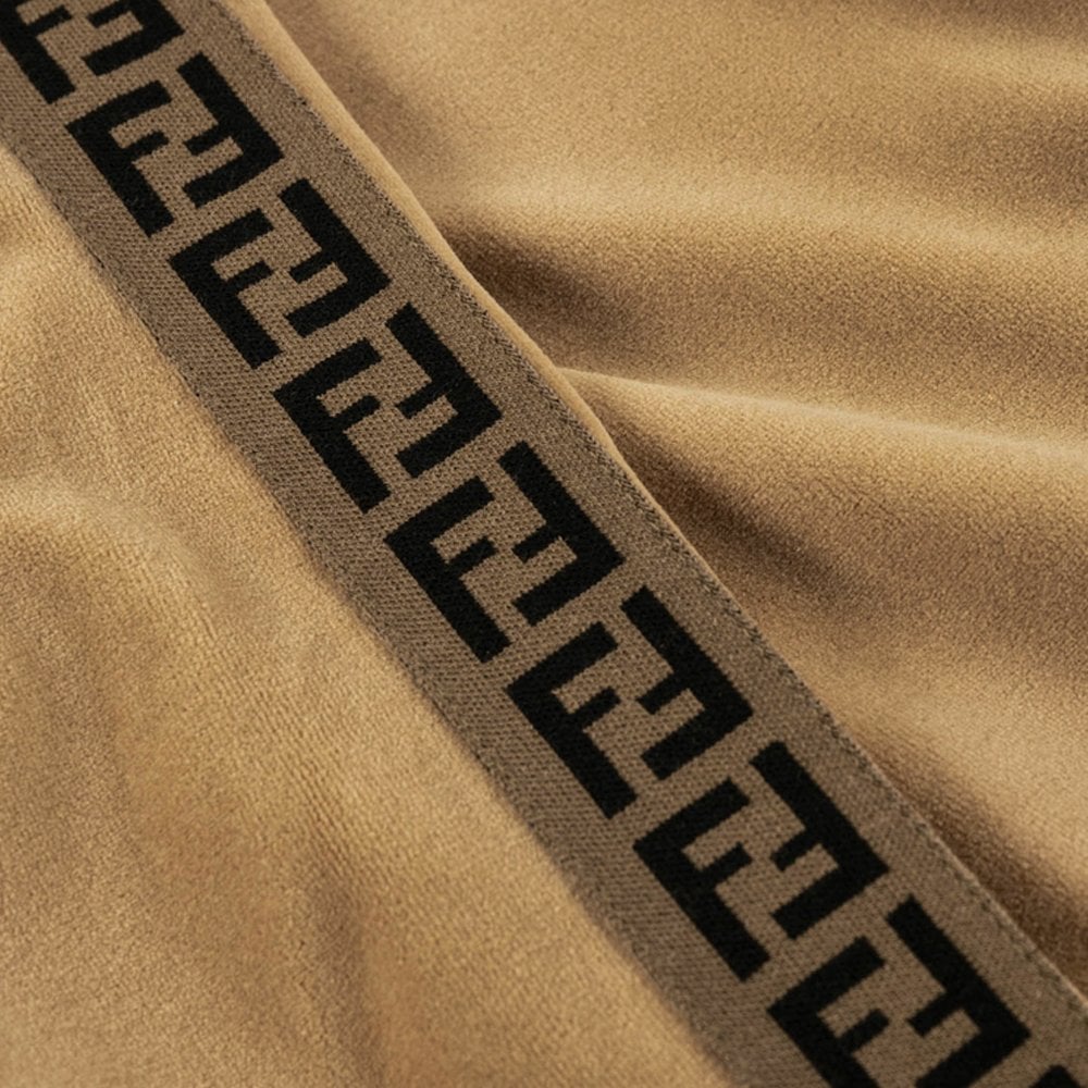 Fendi Boys Velvet Velour Logo Shorts Beige