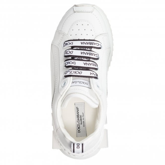 Dolce &amp; Gabbana Boys Leather Logo Trainers White