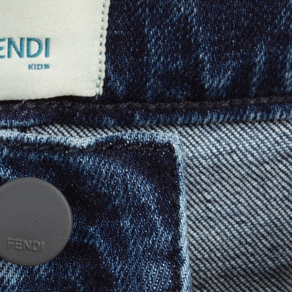 Fendi Boys Classic Logo Denim Jeans Blue
