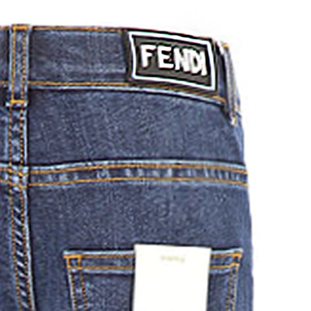 Fendi Boys Classic Logo Denim Jeans Blue