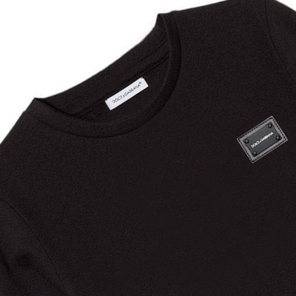 Dolce &amp; Gabbana Boys Long Sleeve Metal Logo T-Shirt Black