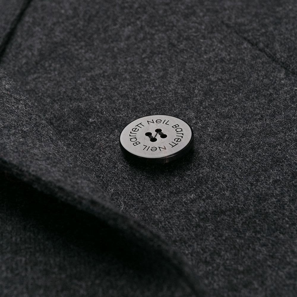 Neil Barrett Men&#39;s Double Breasted Wool Great Jacket Grey