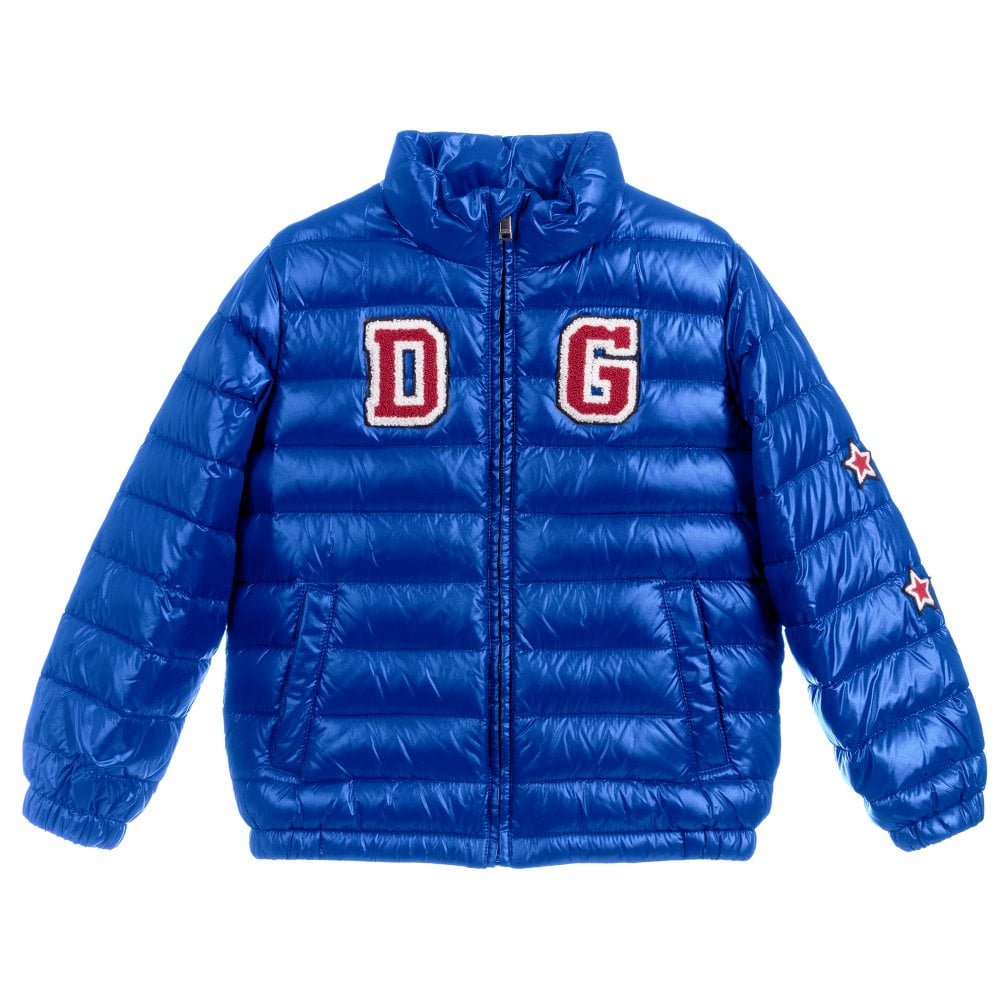 Dolce &amp; Gabbana Boys Logo Puffer Jacket Blue