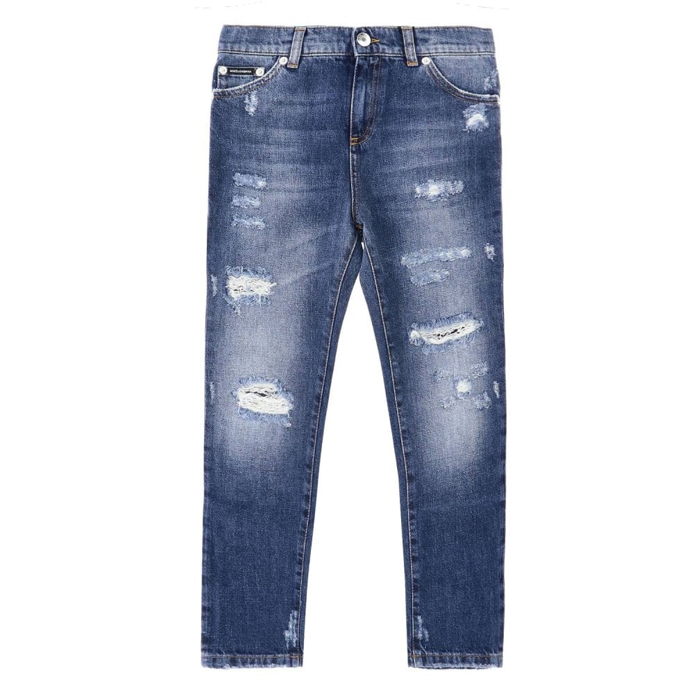 Dolce &amp; Gabbana Boys Distressed Jeans Blue