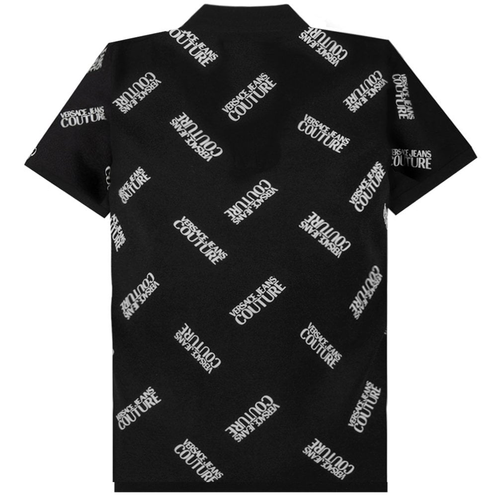 Versace Jeans Couture Men&#39;s Multi Logo Polo Shirt Black