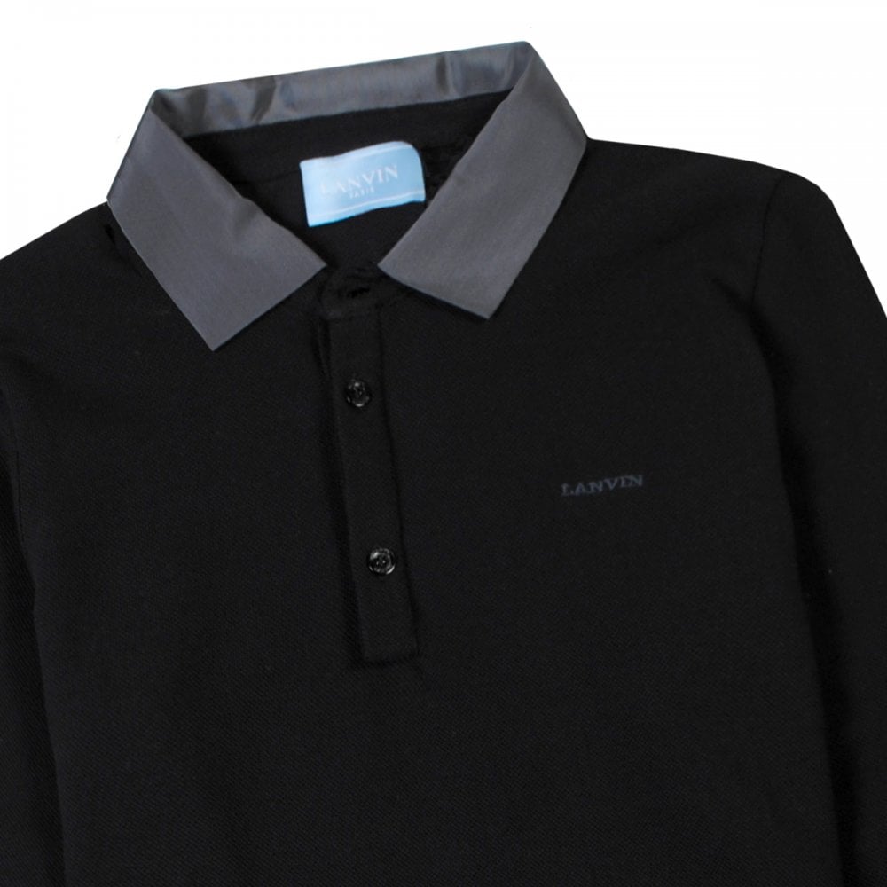 Lanvin Paris Boys Long Sleeve Polo Black