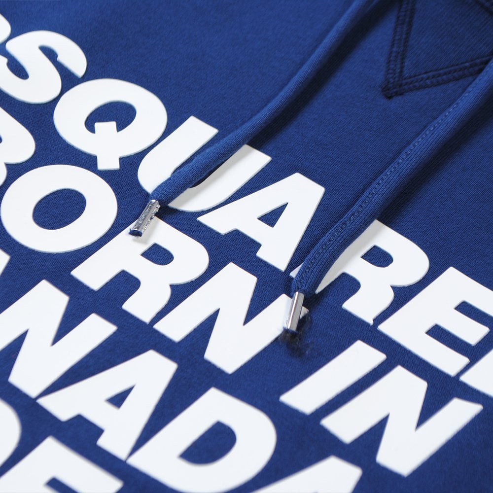 DSquared2 Men&#39;s &#39;Born &amp; Made&#39; Logo Hoodie Blue