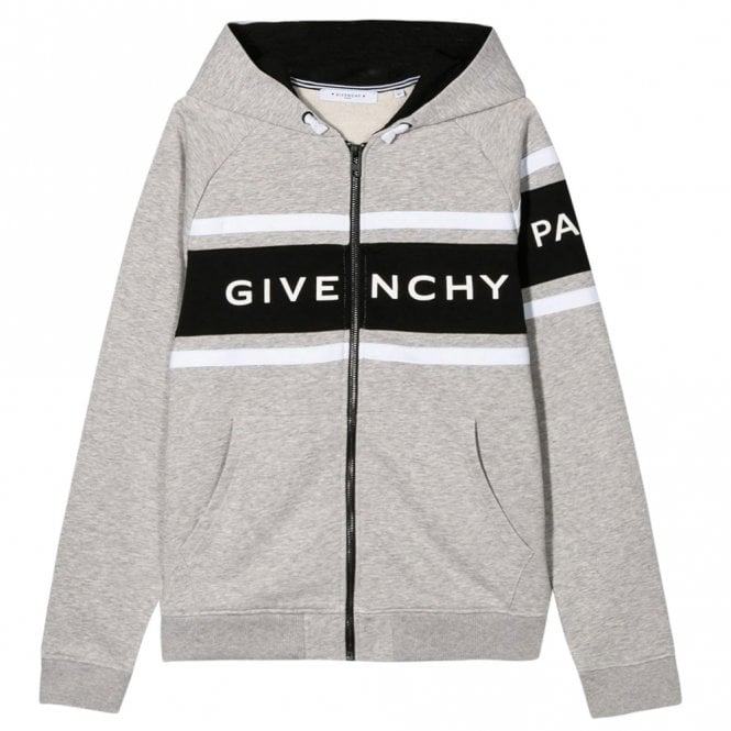 Givenchy Boys Logo Zip-up Hoodie Grey