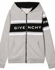 Givenchy Boys Logo Zip-up Hoodie Grey