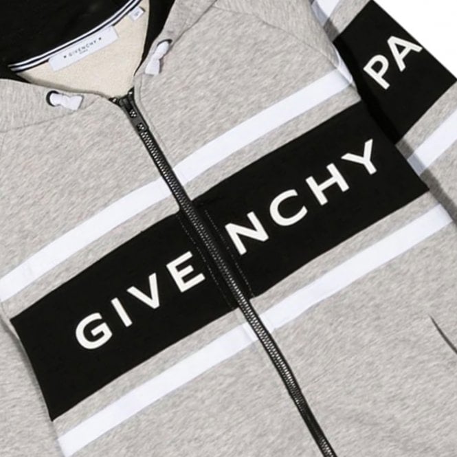 Givenchy Boys Logo Zip-up Hoodie Grey