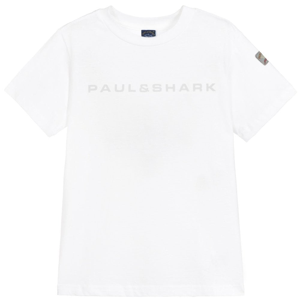 Paul &amp; Shark Boy&#39;s Reflective Logo Print T-Shirt White
