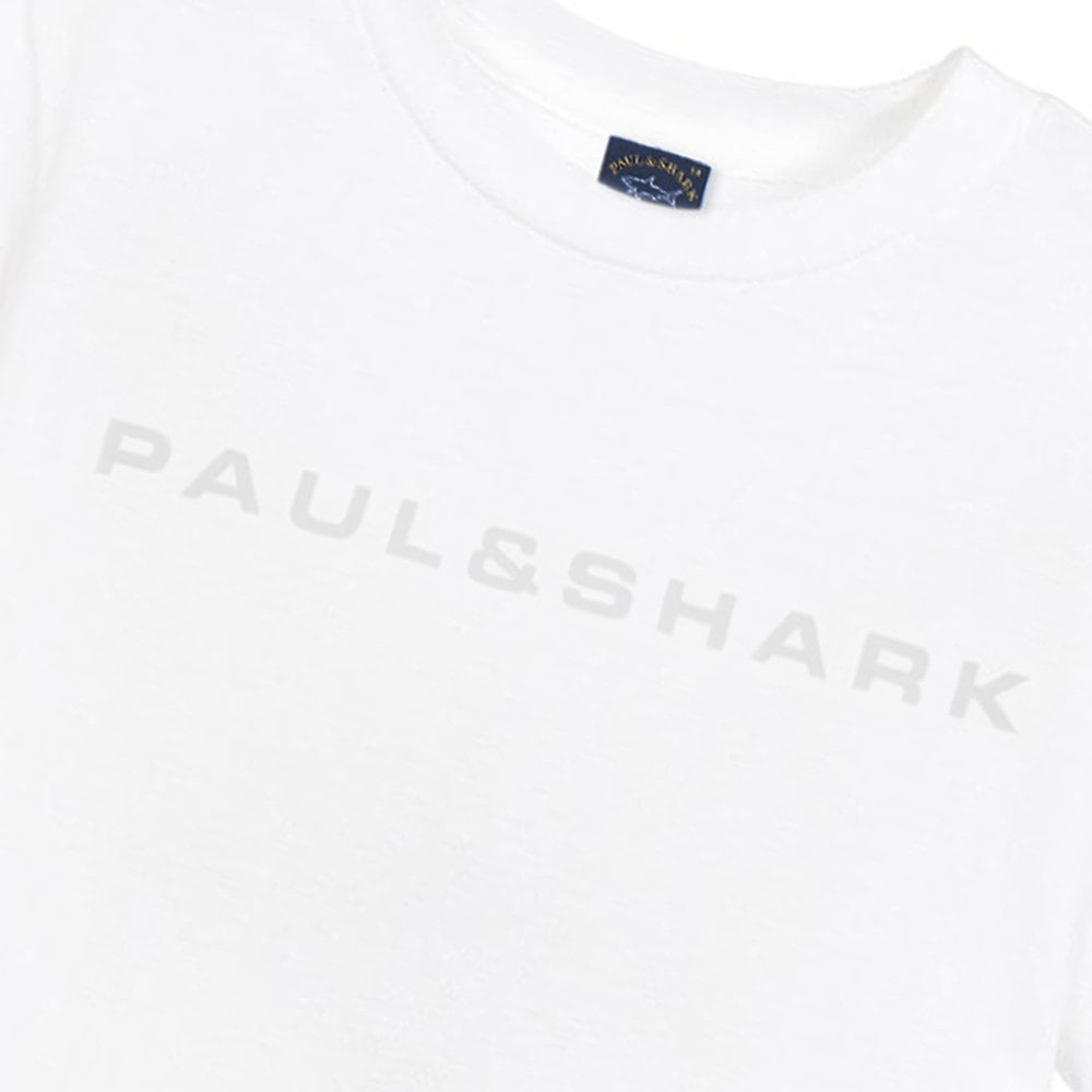Paul &amp; Shark Boy&#39;s Reflective Logo Print T-Shirt White