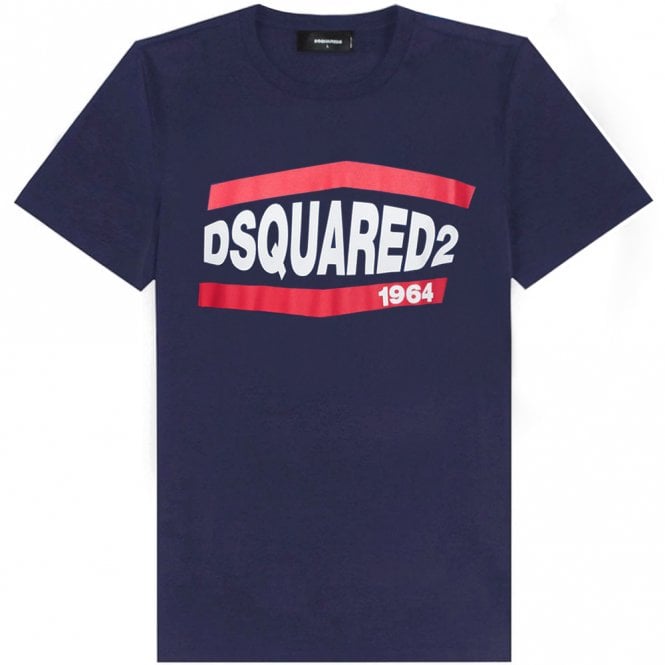 DSquared2 Men&#39;s Graphic Logo Print T-Shirt Blue