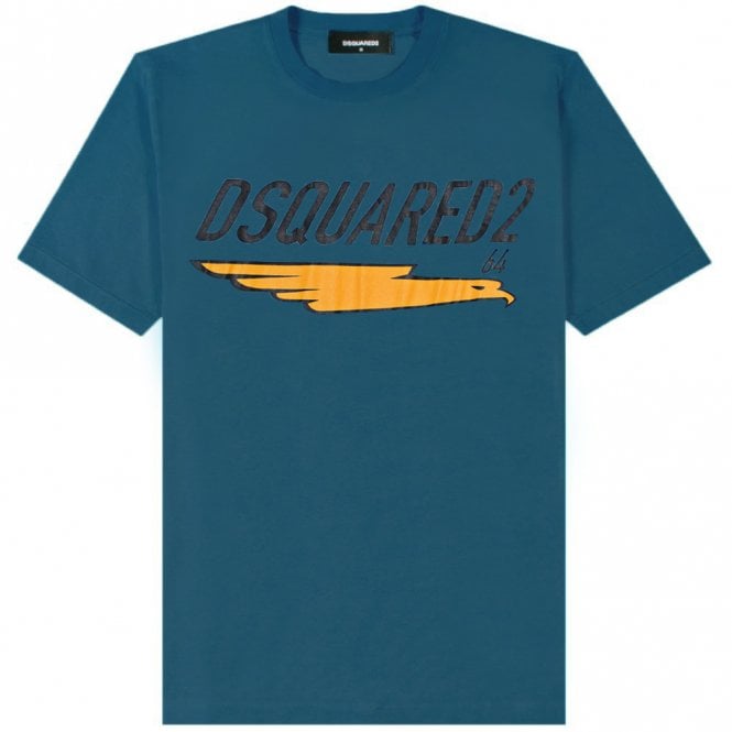 DSquared2 Men&#39;s Graphic Print 64 T-Shirt Blue