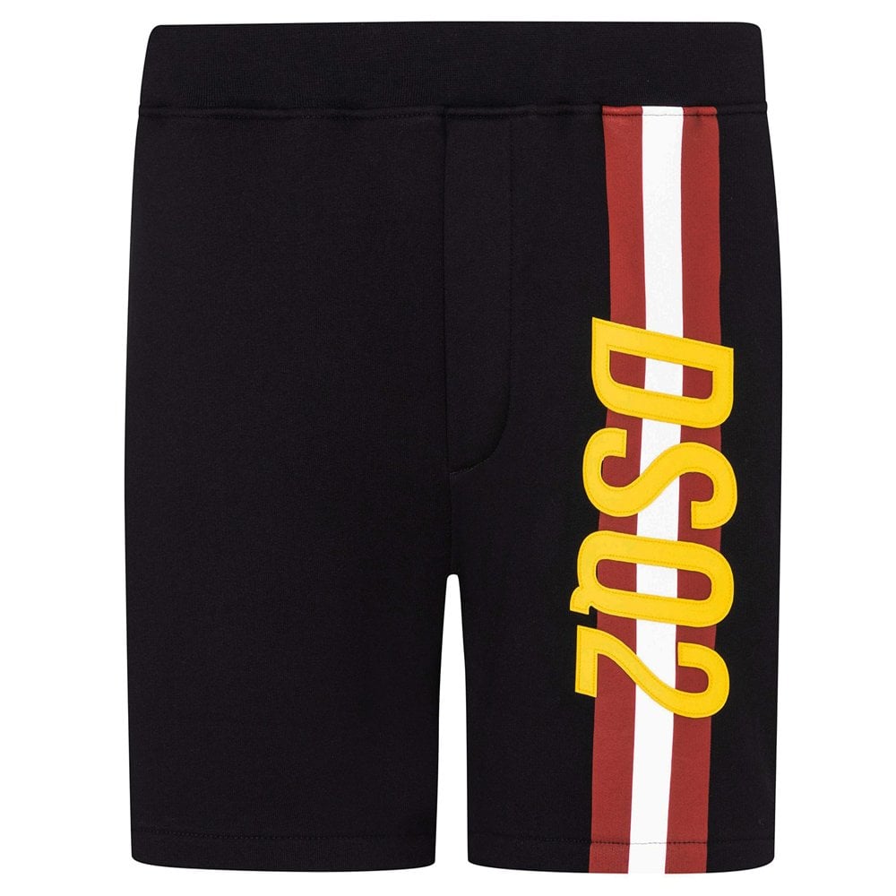DSquared2 Men&#39;s Stripe DSQ2 Logo Jogger Shorts Black