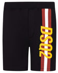 DSquared2 Men's Stripe DSQ2 Logo Jogger Shorts Black