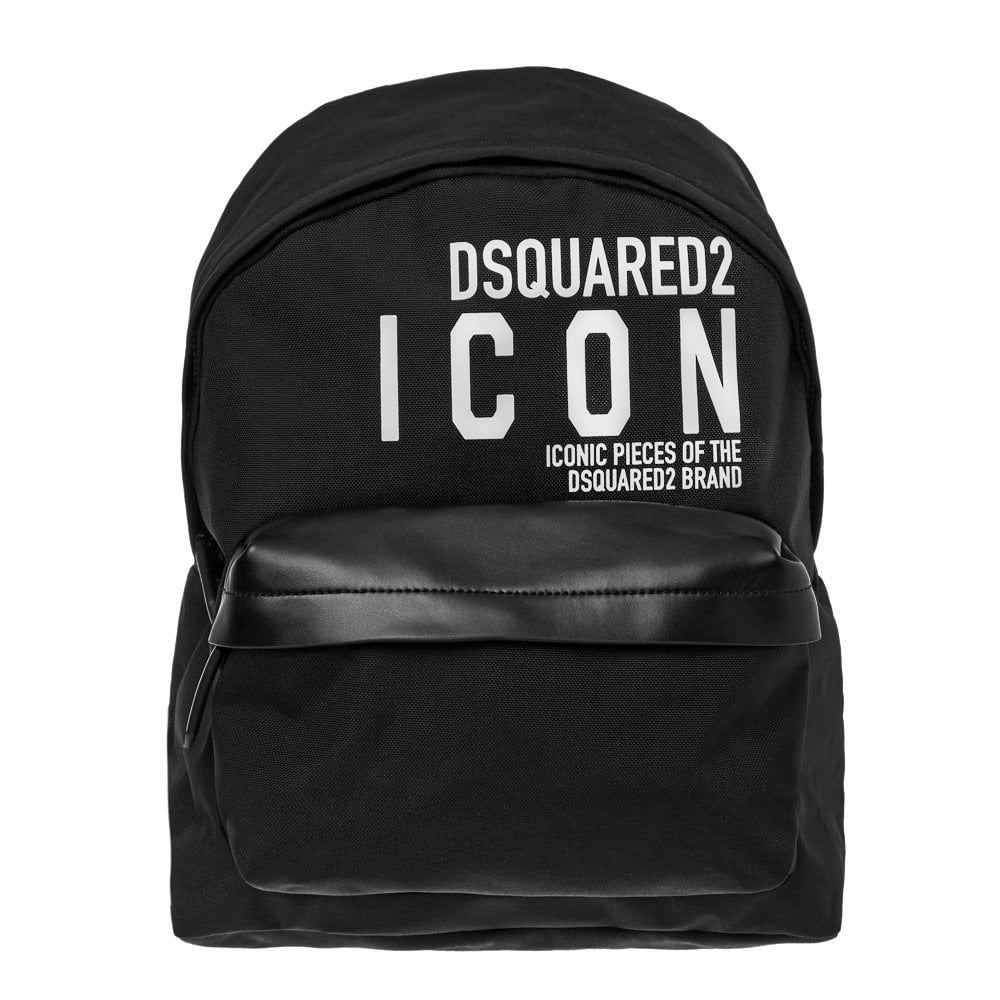 DSquared2 Men&#39;s ICON Slogan Nylon Backpack Black