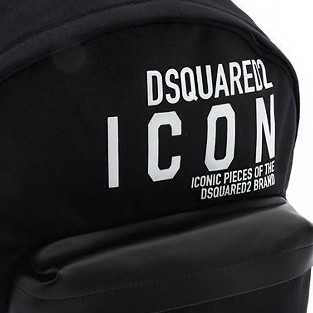 DSquared2 Men&#39;s ICON Slogan Nylon Backpack Black
