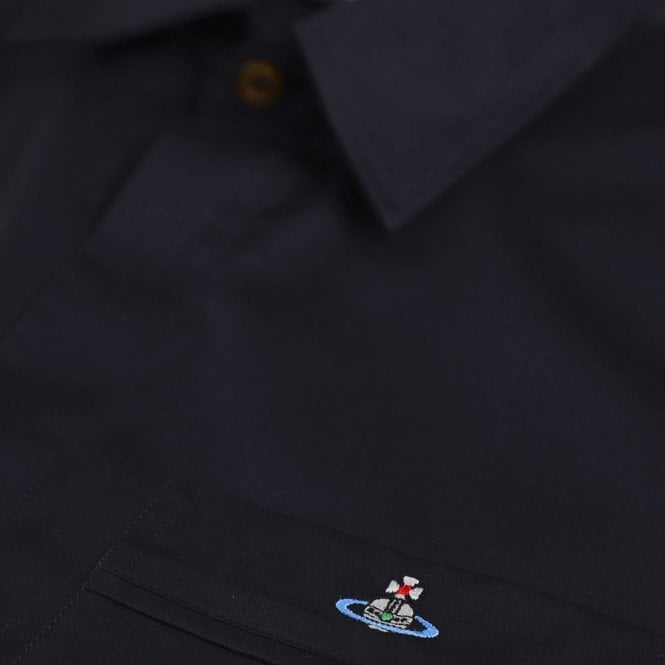 Vivienne Westwood Men&#39;s Orb Logo Short Sleeve Shirt Navy