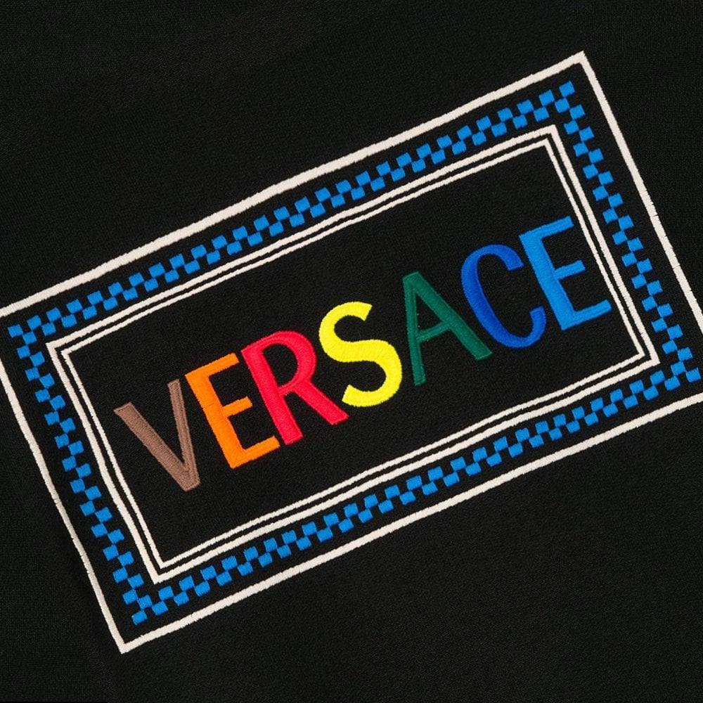Young Versace Boys Logo Embroidered Hoodie Black
