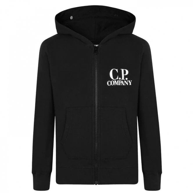 C.P Company Boys Logo Print Hoodie Black