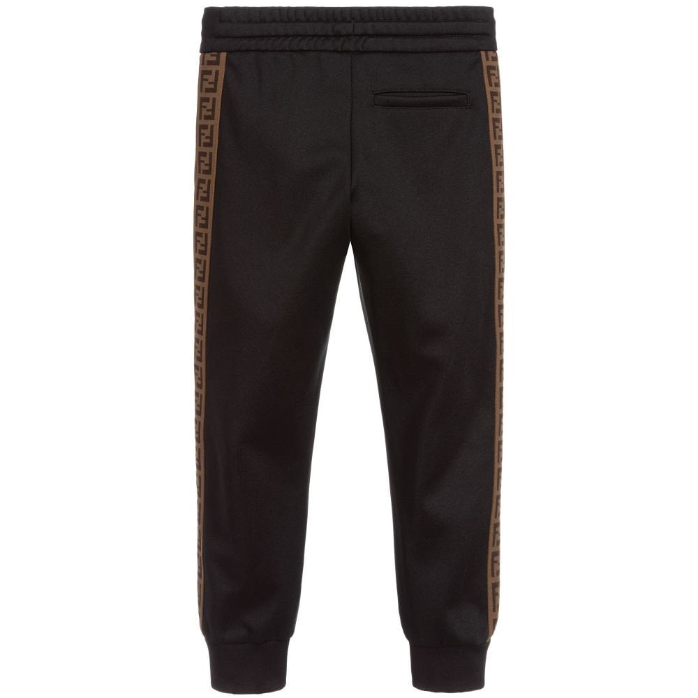 Fendi Boys Side Tape Logo Joggers Black