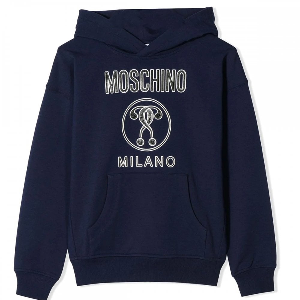 Moschino Boys Milano Logo Hoodie Navy