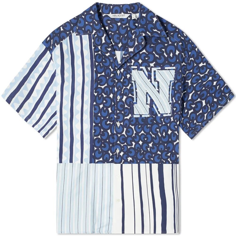 Neil Barrett Men&#39;s Panelled Shirt Blue