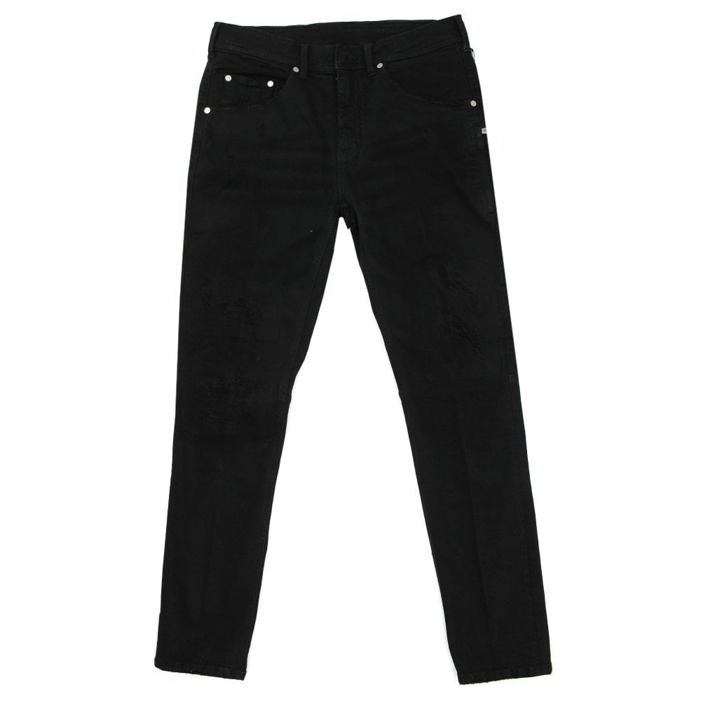 Neil Barrett Men&#39;s Distressed Slim Jeans Black