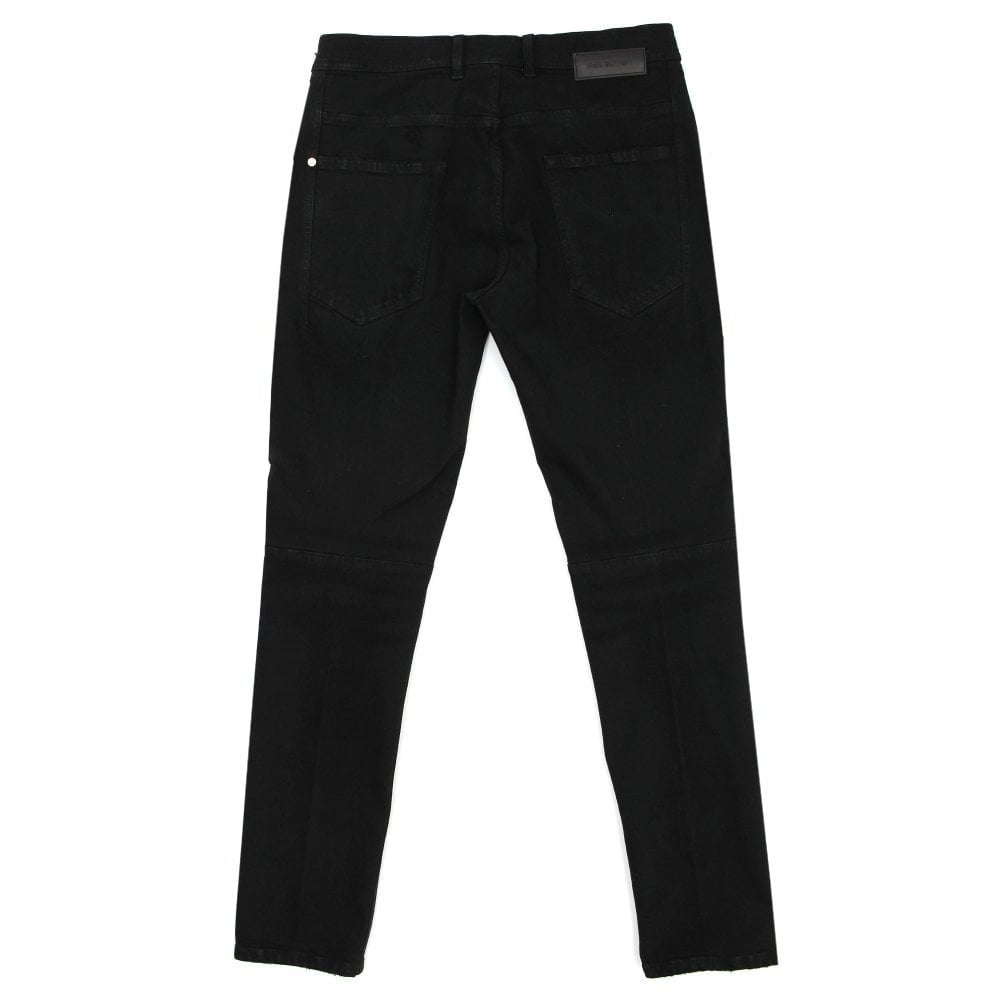 Neil Barrett Men&#39;s Distressed Slim Jeans Black
