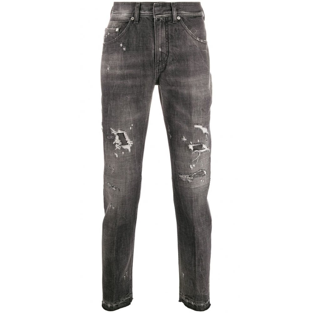 Neil Barrett Men&#39;s Distressed Jeans Black