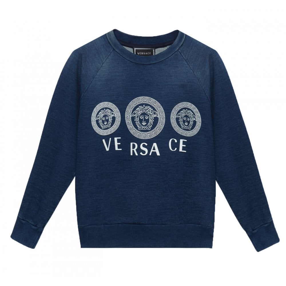 Versace Boys Triple Medeusa Sweatshirt Blue