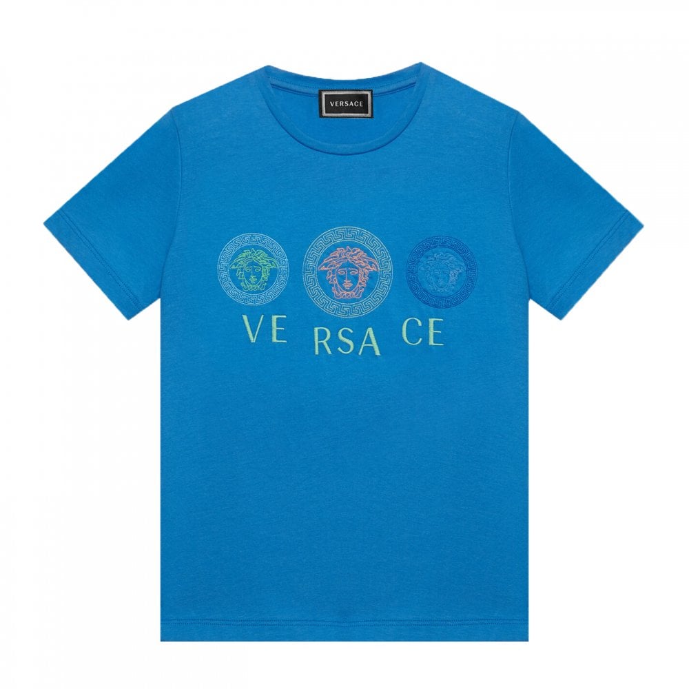 Versace Boys Triple Medusa T-shirt Blue