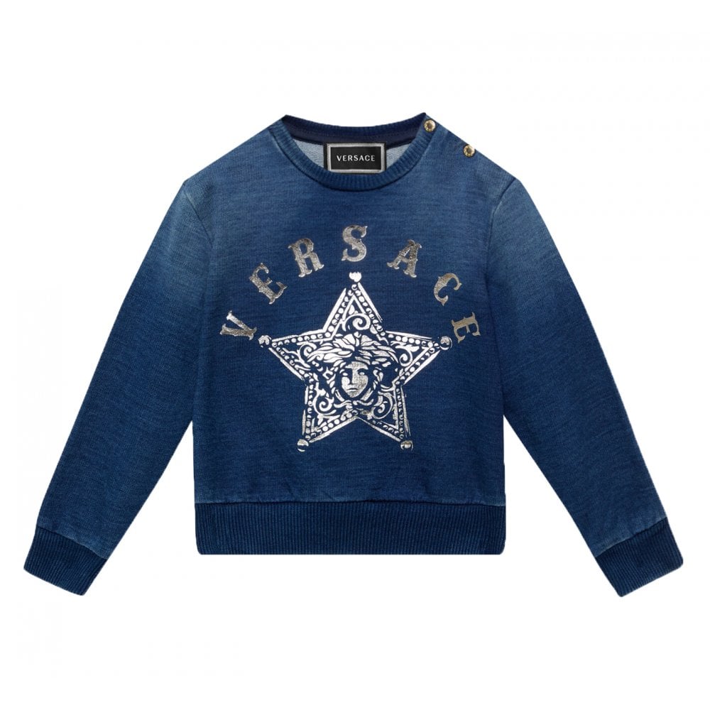 Versace Baby Boys Cotton Sweatshirt Blue