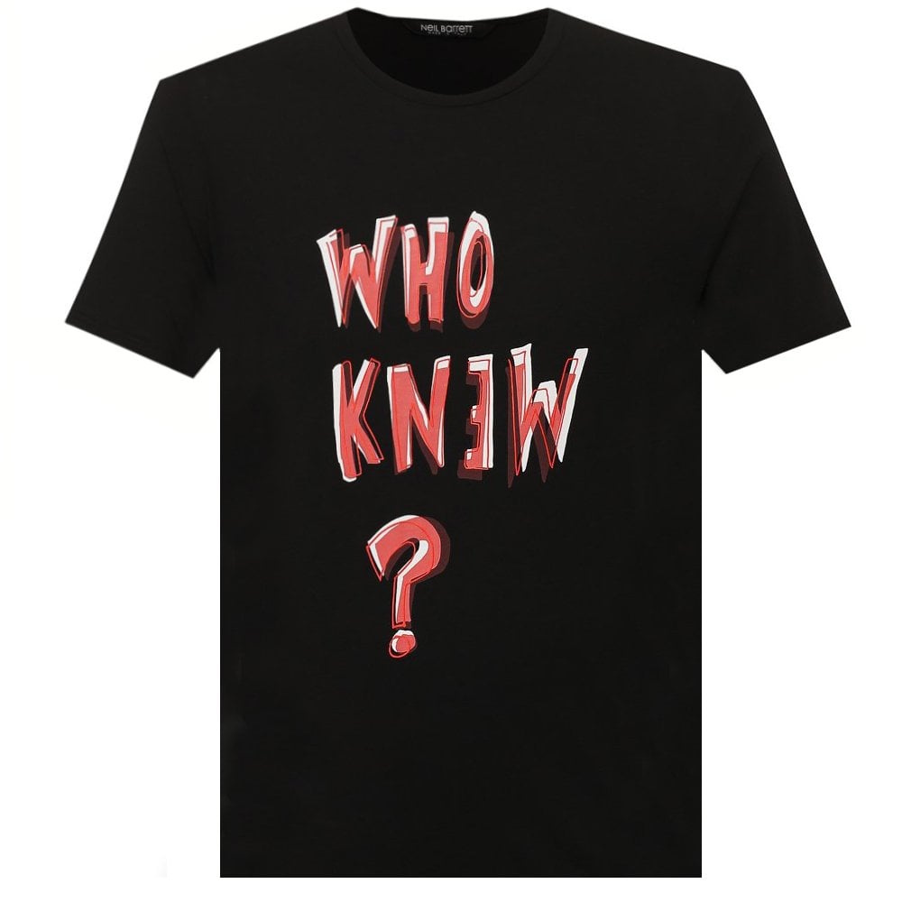 Neil Barrett Men&#39;s Who Knew Logo T-shirt Black