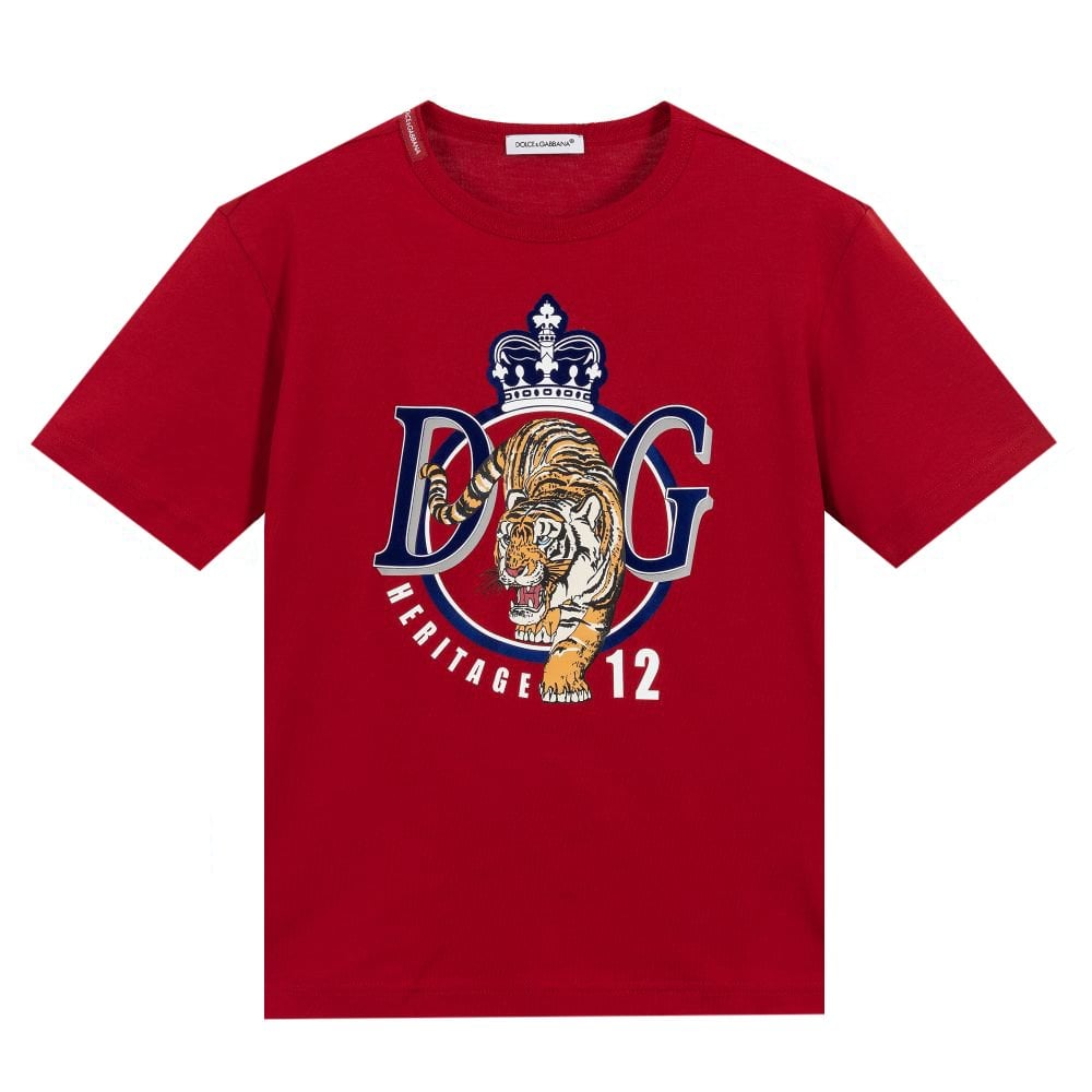 Dolce &amp; Gabbana Boys Tiger T-shirt Red