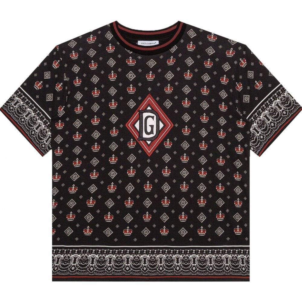 Dolce &amp; Gabbana Boys Patterned Cotton T-Shirt Black