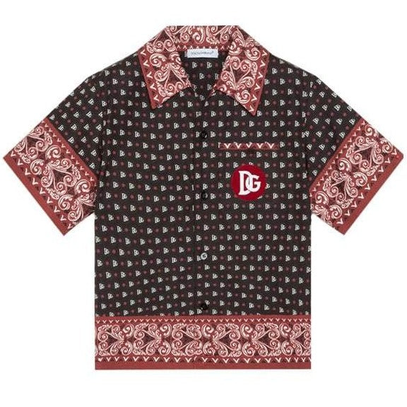 Dolce &amp; Gabbana Boys Bandana Print Shirt Red &amp; Black