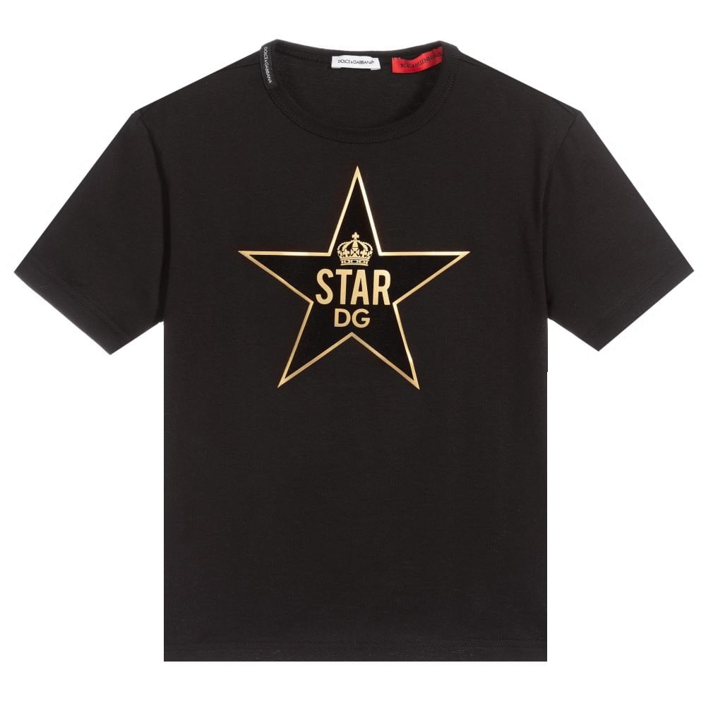 Dolce &amp; Gabbana Boys Star Gold T-shirt Black