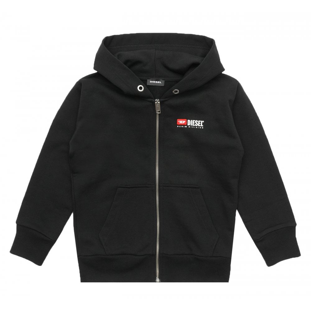 Diesel Boys Cotton Logo Hoodie Black