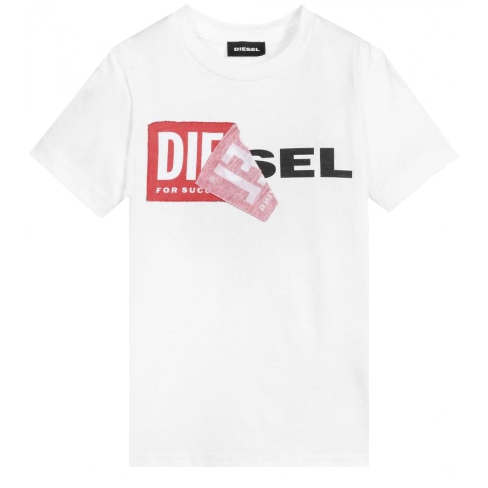 Diesel Boys Cotton Logo T-shirt White