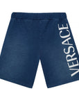 Versace Boys Cotton Shorts Blue