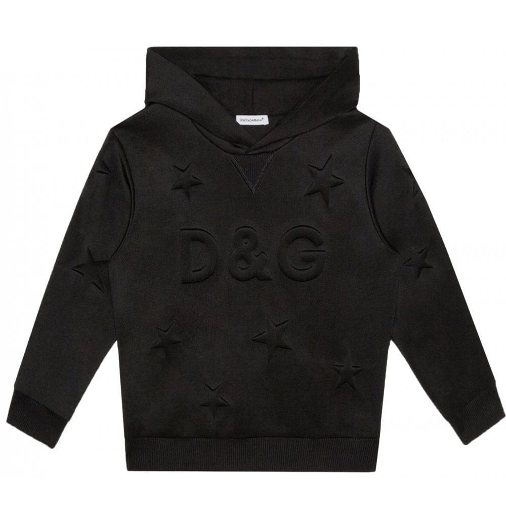 Dolce &amp; Gabbana Boys Embossed Stars Hoodie Black