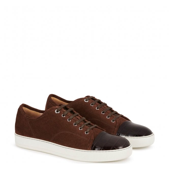 Lanvin Men&#39;s DBB1 Suede Calfskin Sneaker Brown