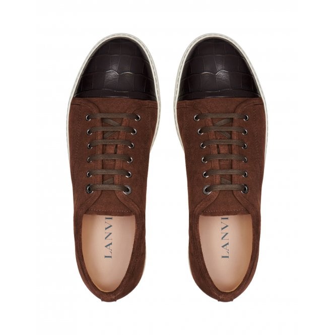 Lanvin Men&#39;s DBB1 Suede Calfskin Sneaker Brown