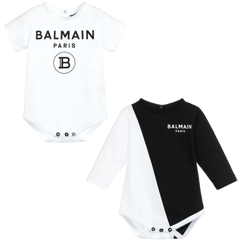 Balmain Baby Monochrome Bodysuit And Onesie Gift Set