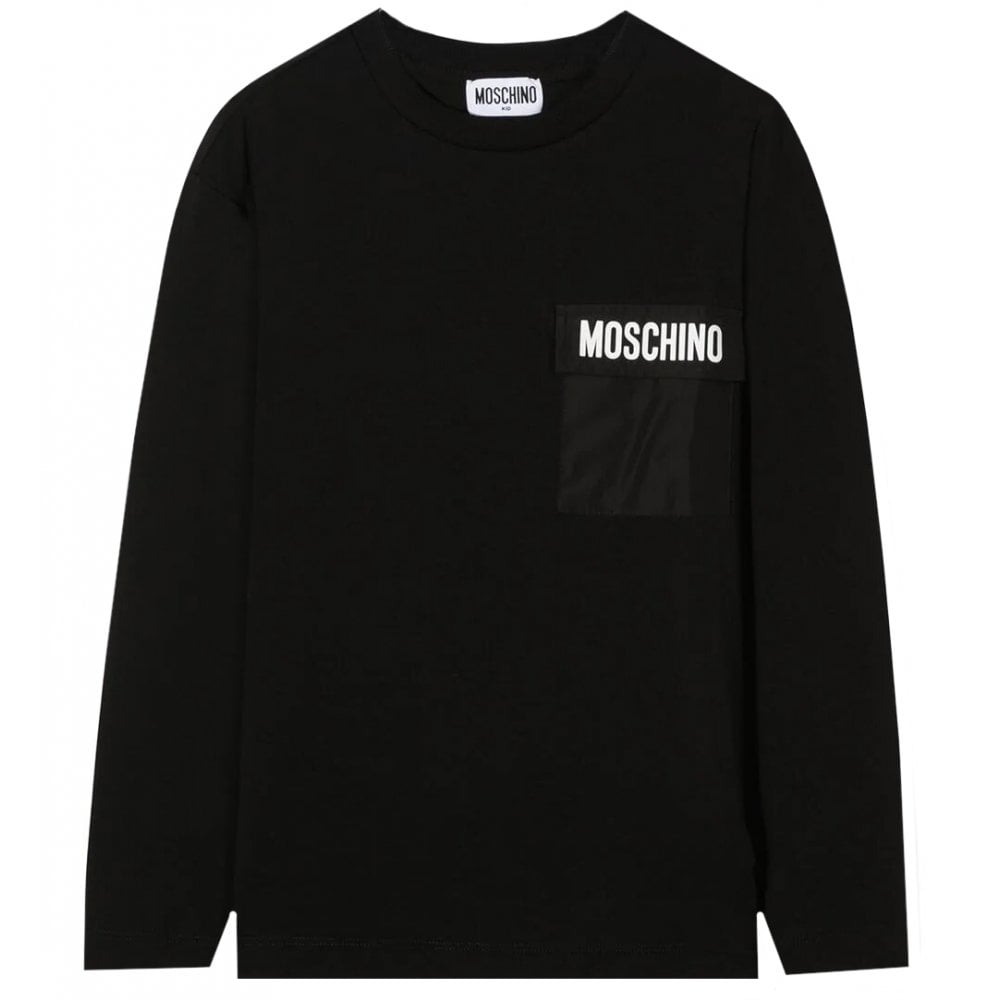 Moschino Boys Long Sleeved Logo T-shirt Black