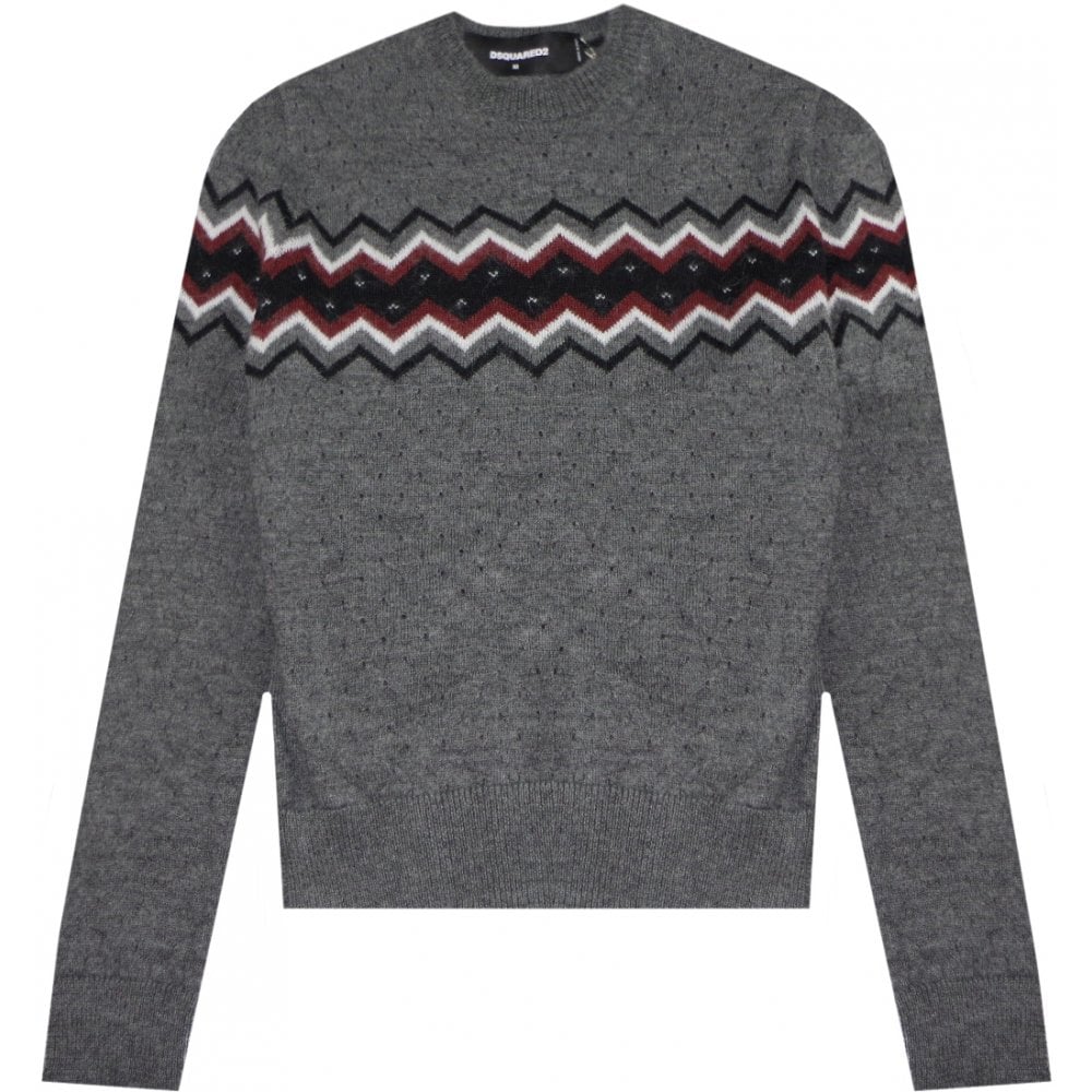 Dsquared2 Men&#39;s Perforated Knit Jumper Grey
